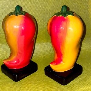 Clay Art Hand Painted Chili Pepper Salt & Pepper Shakers